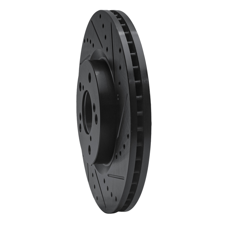 Acura TL Brake Rotor (1) - Front Right - R1 Concepts - Drilled & Slotted - Black - `09-`14